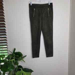 3 / $30 LOFT Olive Green Faux Suede Ponte Knit Zipper Pocket‎ Pants Small New